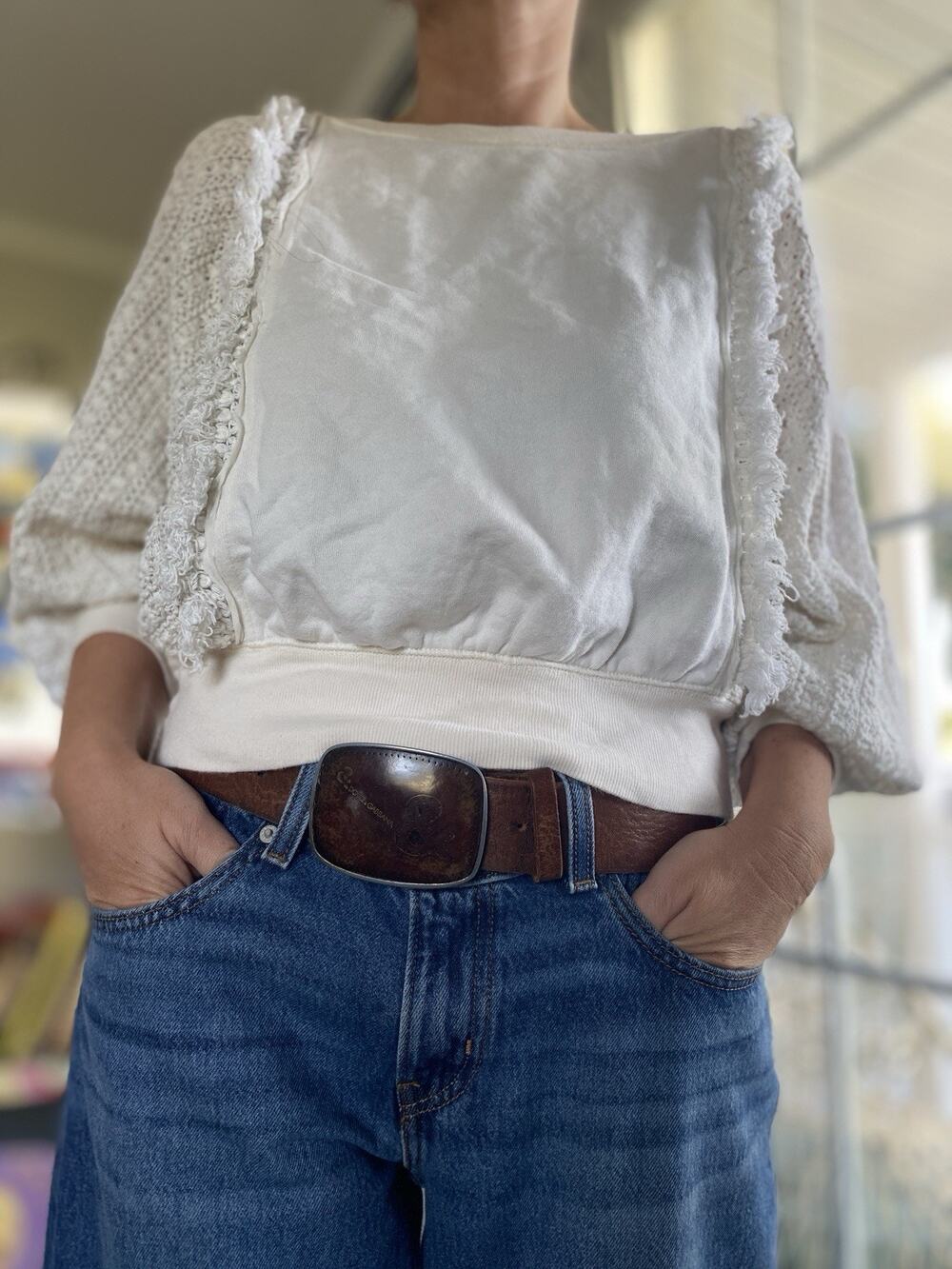 Free People Fringe Sweater White XS TP